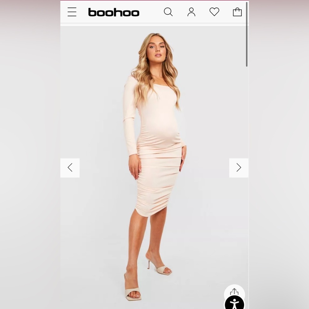 NWT Boohoo 
Maternity Square Neck Ruched Midi Dress 

US Size 8